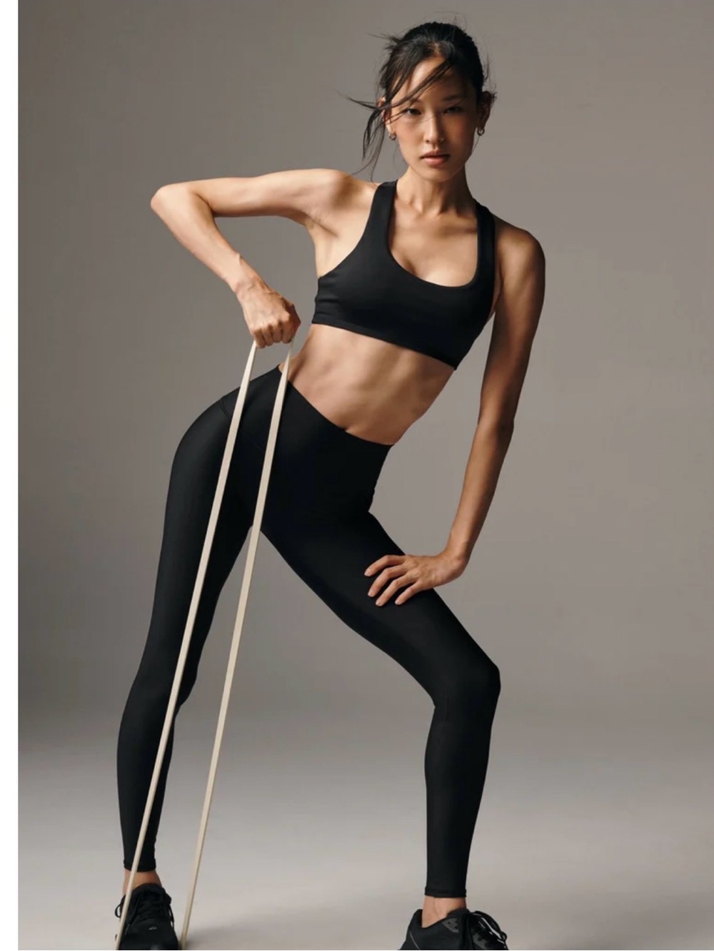 ALO Yoga Black Sports Bra and High-Waist Leggings Set